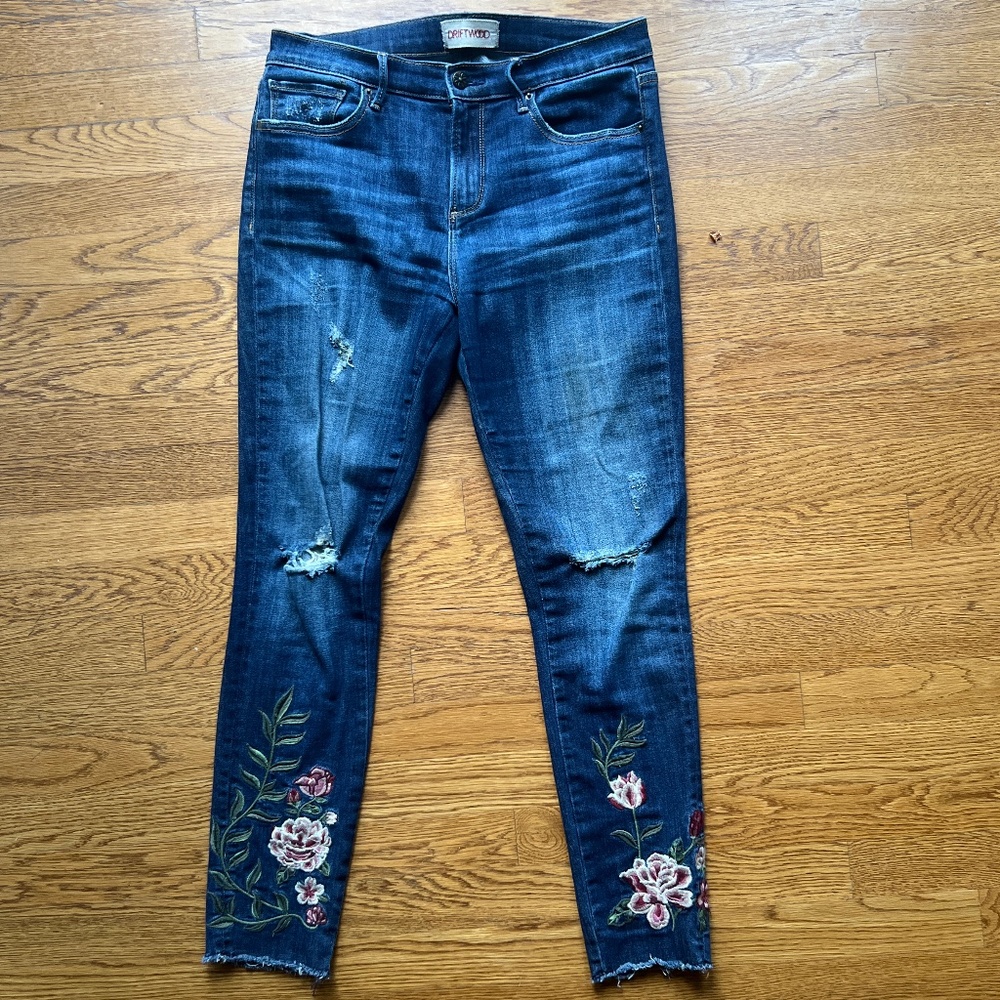Skinny Driftwood Jeans With Embroidery
